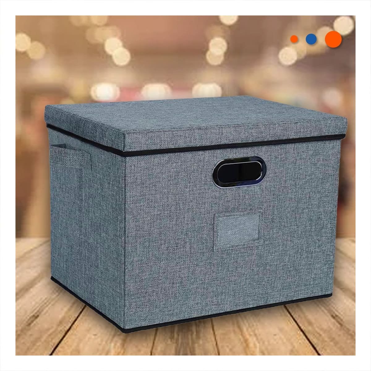 CONTENEDOR ORGANIZADOR CON TAPA 40X32X26CM PLOMO JASPEADO PRACTICO Y+LIGAS REGALO - 1