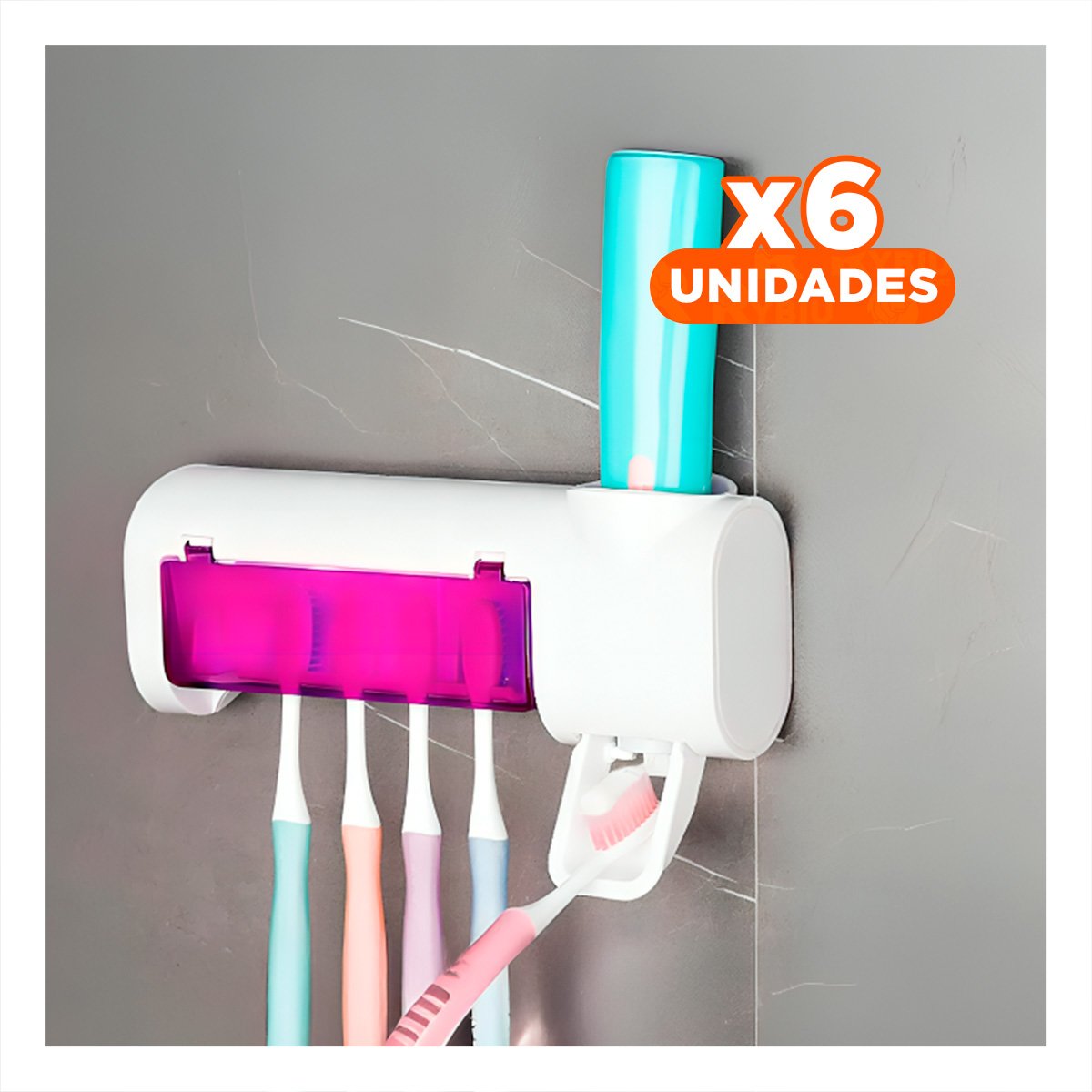 PACK6 ORGANIZADOR BUCAL CON HIGIENE UV Y DISPENSA INTEGRADA Y+REGALO STICKER - 1