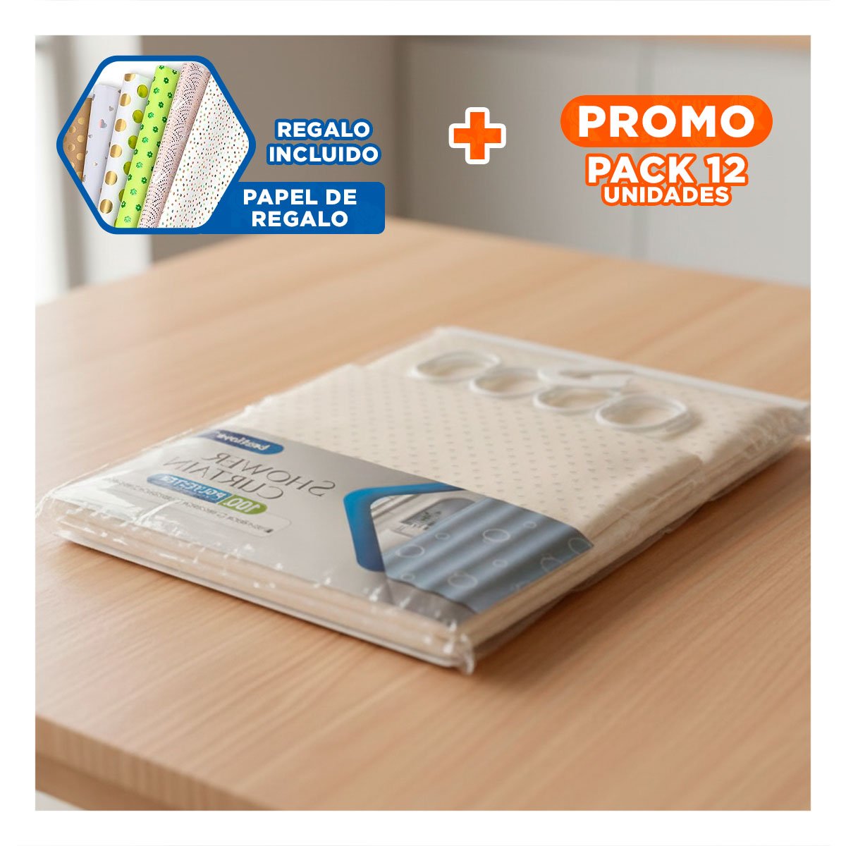 PACK12 PROTECCION MELON CON PATRON TRIANGULOS PARA DUCHA 180X180CM YPAPEL REGALO - 1