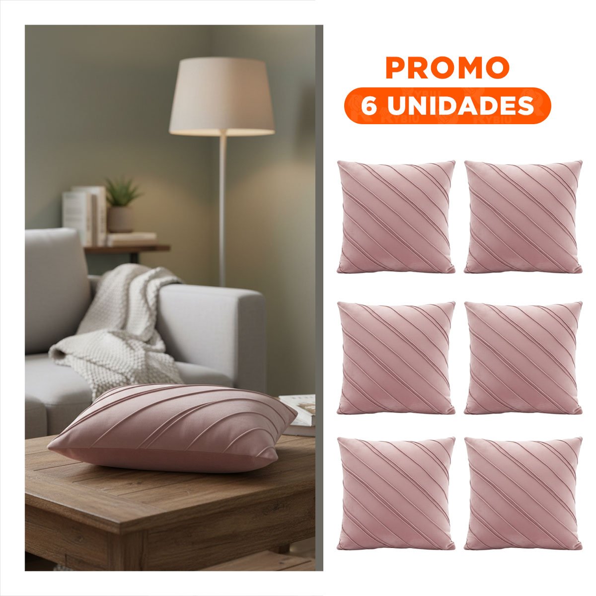 PACK6 PROTECTOR DE TERCIOPELO ROSADO CLARO QUE INTEGRA DIAGONALES CON FLUIDEZ VISUAL - 1
