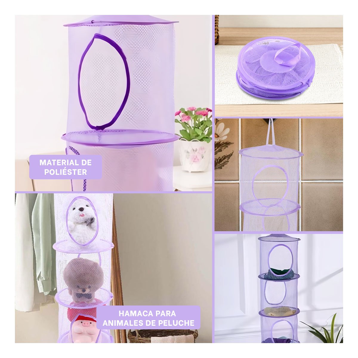 PACK6 UNIDAD COLGANTE TIPO RED 3 NIVELES MORADO MODERNA PARA ROPA Y+PAPEL REGALO - 3