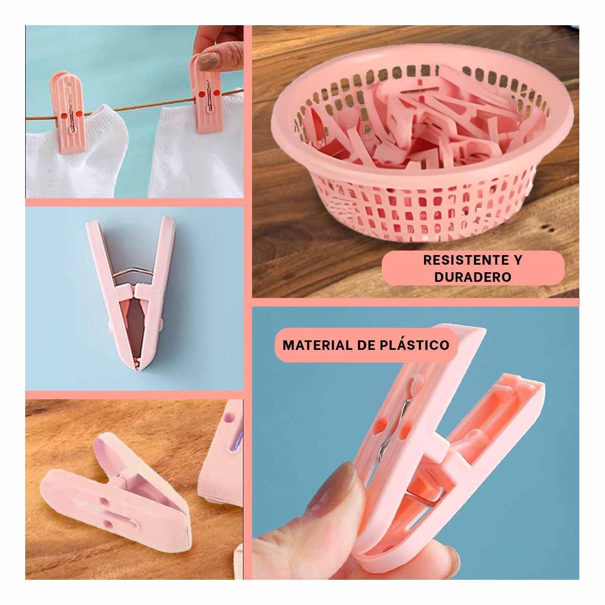 CONTENEDOR PRACTICO ROSADO CLARO REDONDO PARA GANCHOS DE ROPA Y+POST IT - 1