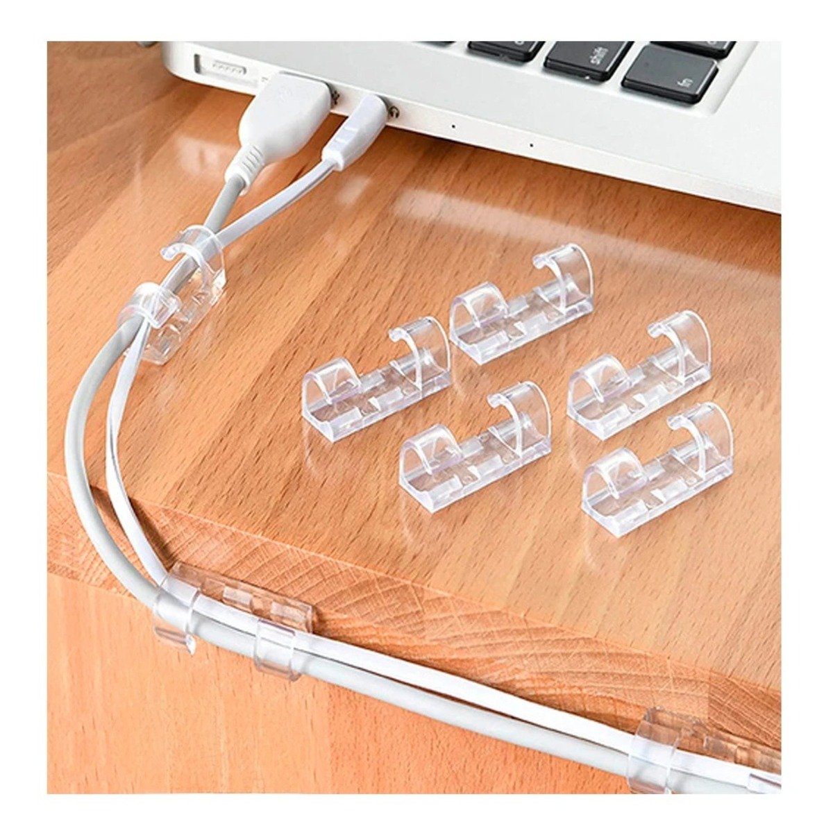 PACK6 SOPORTES DE ORDEN PARA CABLES CON ACABADO LIMPIO TRANSPARENTE SET DE 16 PIEZAS - 3