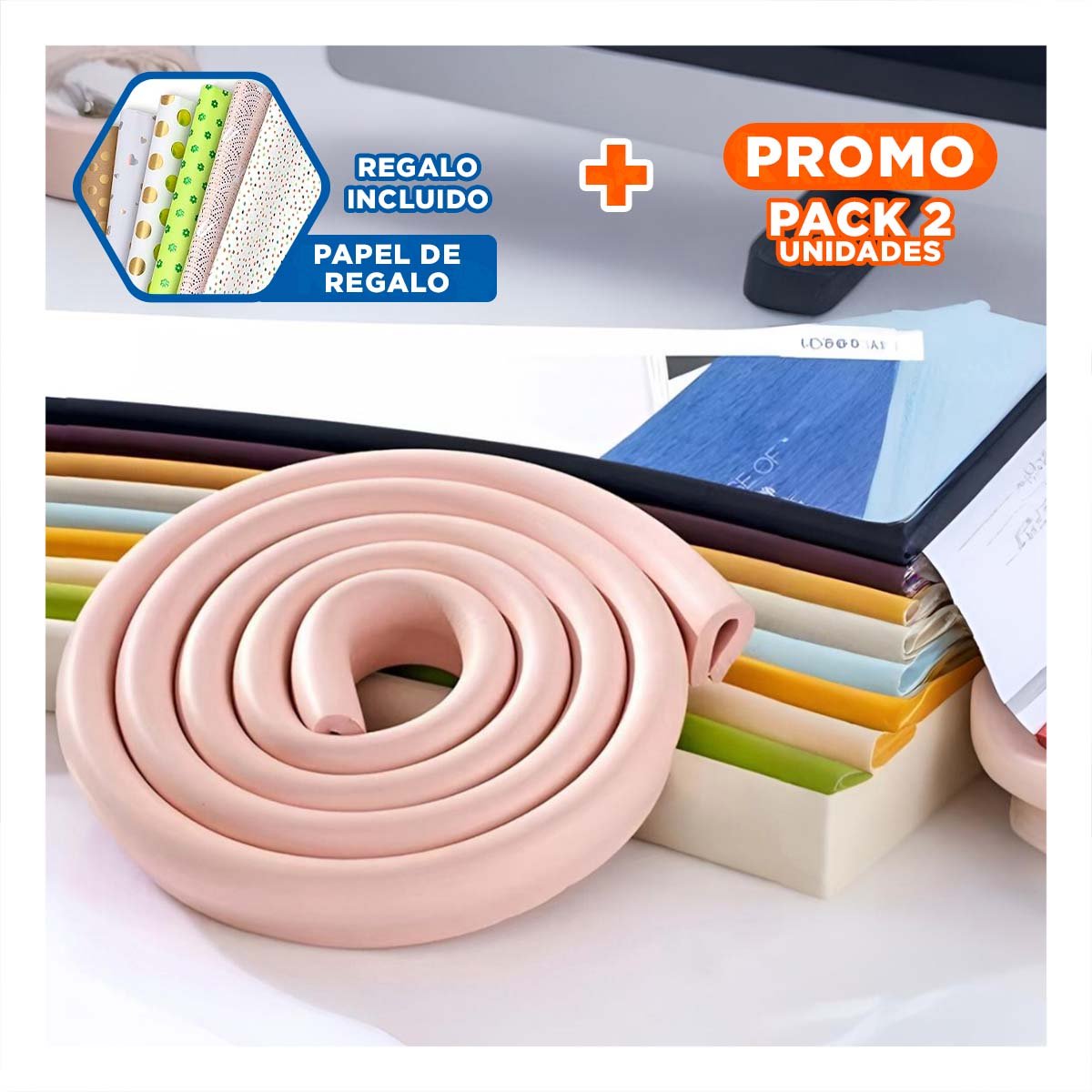 PACK2 COBERTURA ESQUINA DE ESPUMA ACOLCHADA PARA BORDES DE MESA SEGURIDAD ROSA Y+PAPEL REGALO - 1