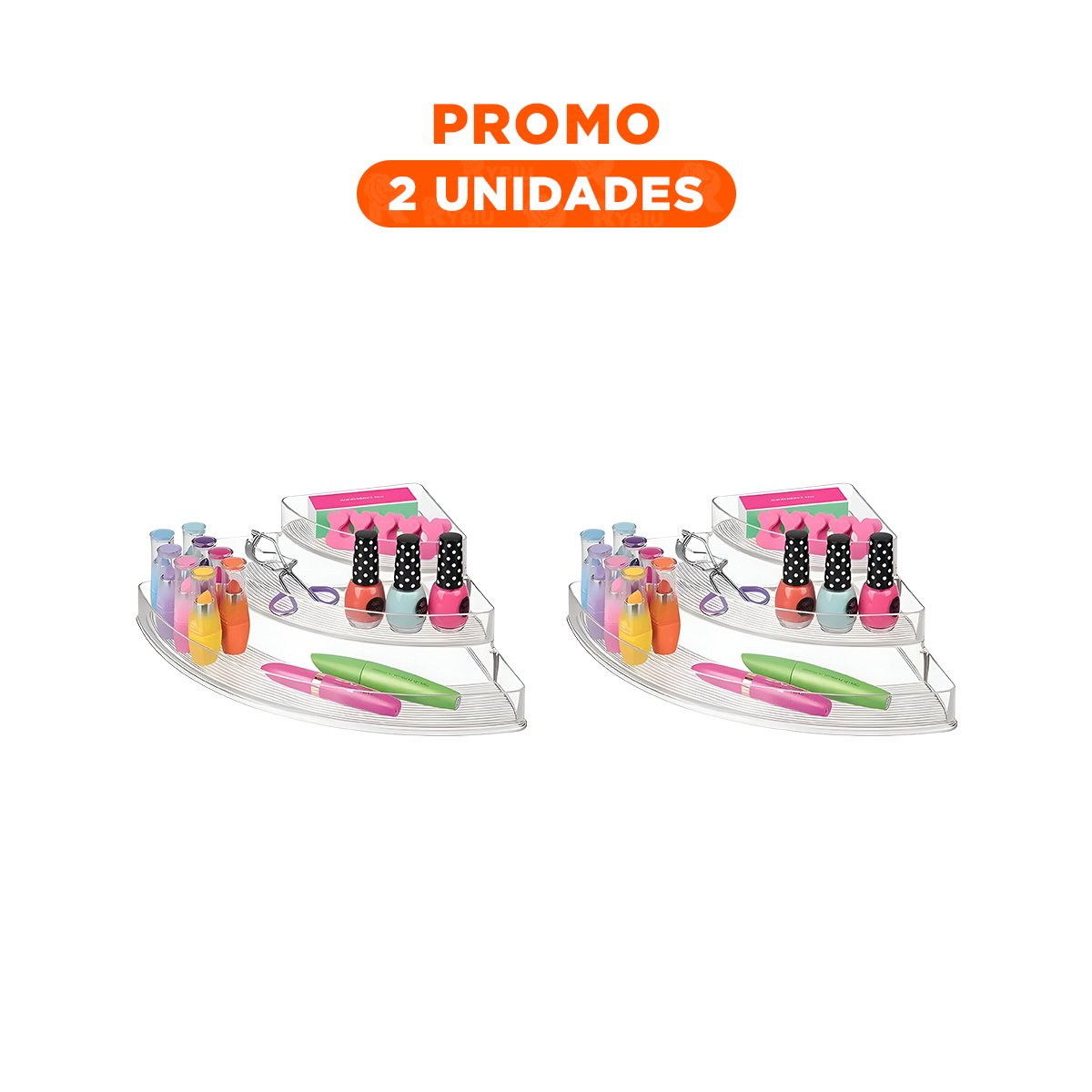 PACK2 EXHIBIDOR MULTIUSO DE ACRILICO TRANSPARENTE 3 NIVELES PARA ARTICULOS VARIOS - 1