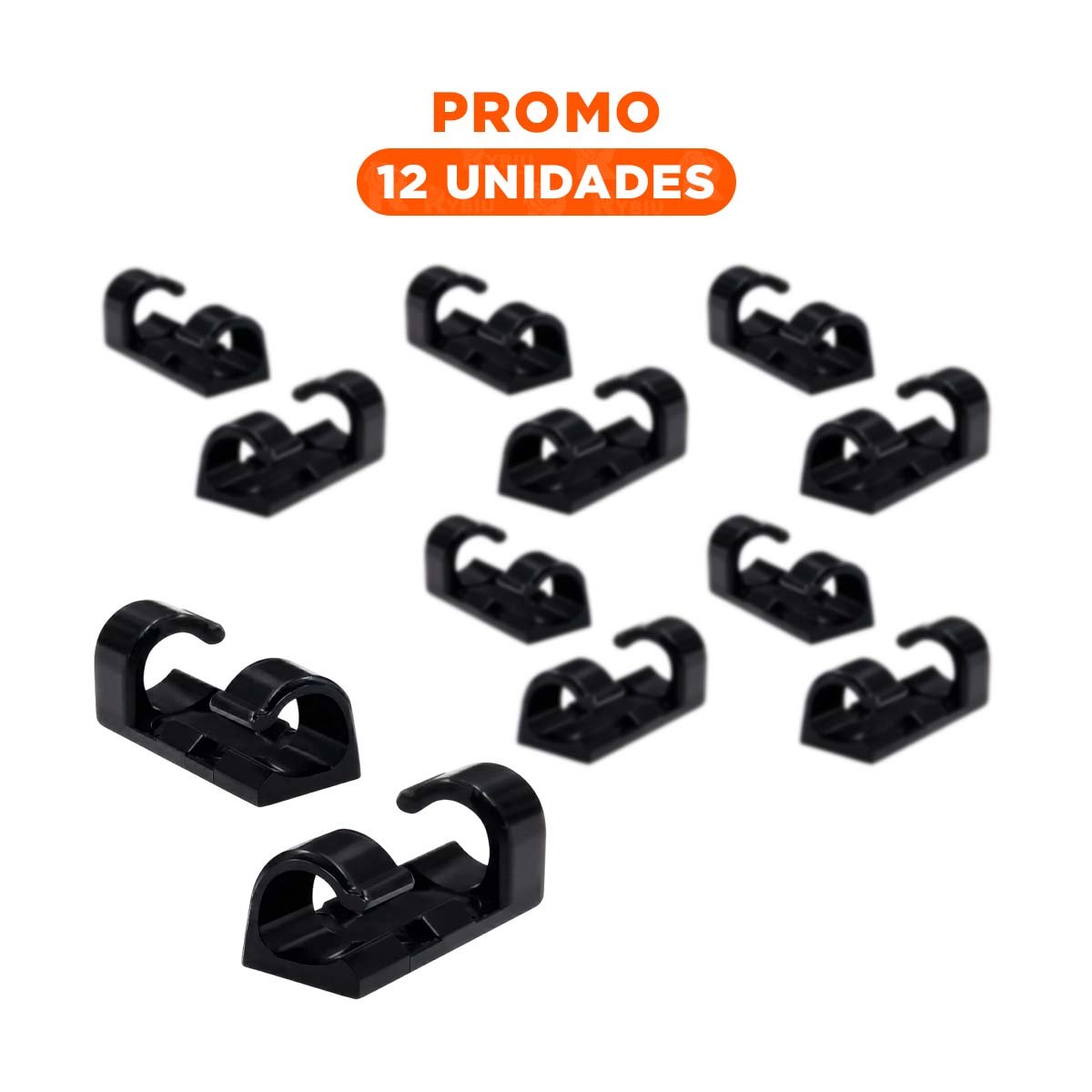 PACK12 FIJADORES PARA GESTION DE CABLES CON SET COLOR NEGRO DE 16 PIEZAS Y+REGALO STICKER - 1