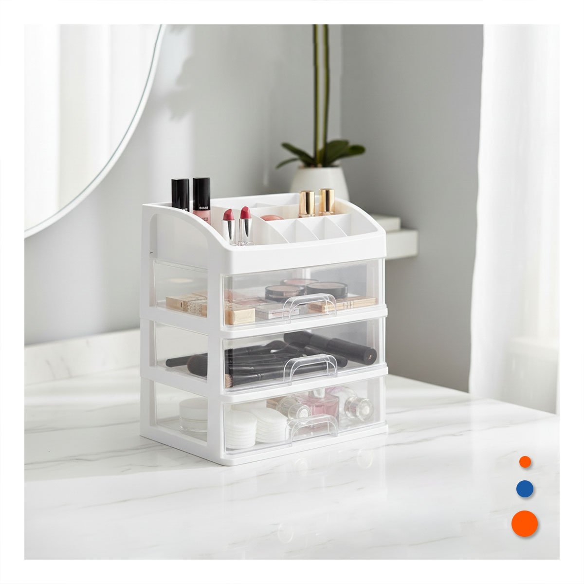 PACK4 ORGANIZADOR ROSADO CON DISTRIBUCION MIXTA DE CAJONES Y DIVISIONES Y+PAPEL REGALO - 5