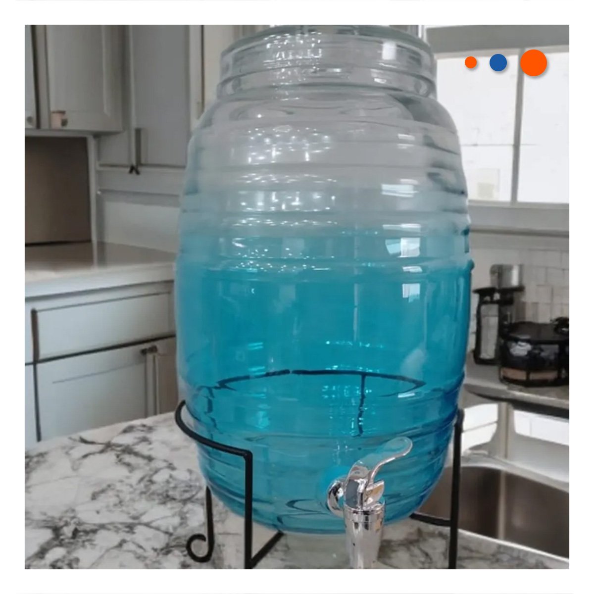 SISTEMA DE BEBIDAS 10L CON BASE METALICA Y TAPA CHUPON TRANSPARENTE CELESTE - 2