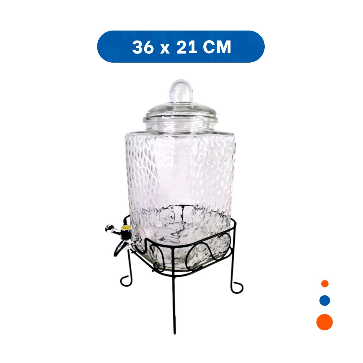 ACCESORIO DE BEBIDA TRANSPARENTE 6L CON BASE METALICA PARA MESA FAMILIAR Y+PAPEL REGALO - 4
