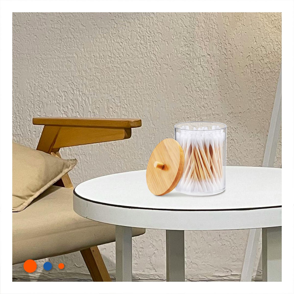PACK12 PORTA HISOPOS ACRILICO CON TAPA DE MADERA 7X11CM TRANSPARENTE ORDEN DIARIO - 3