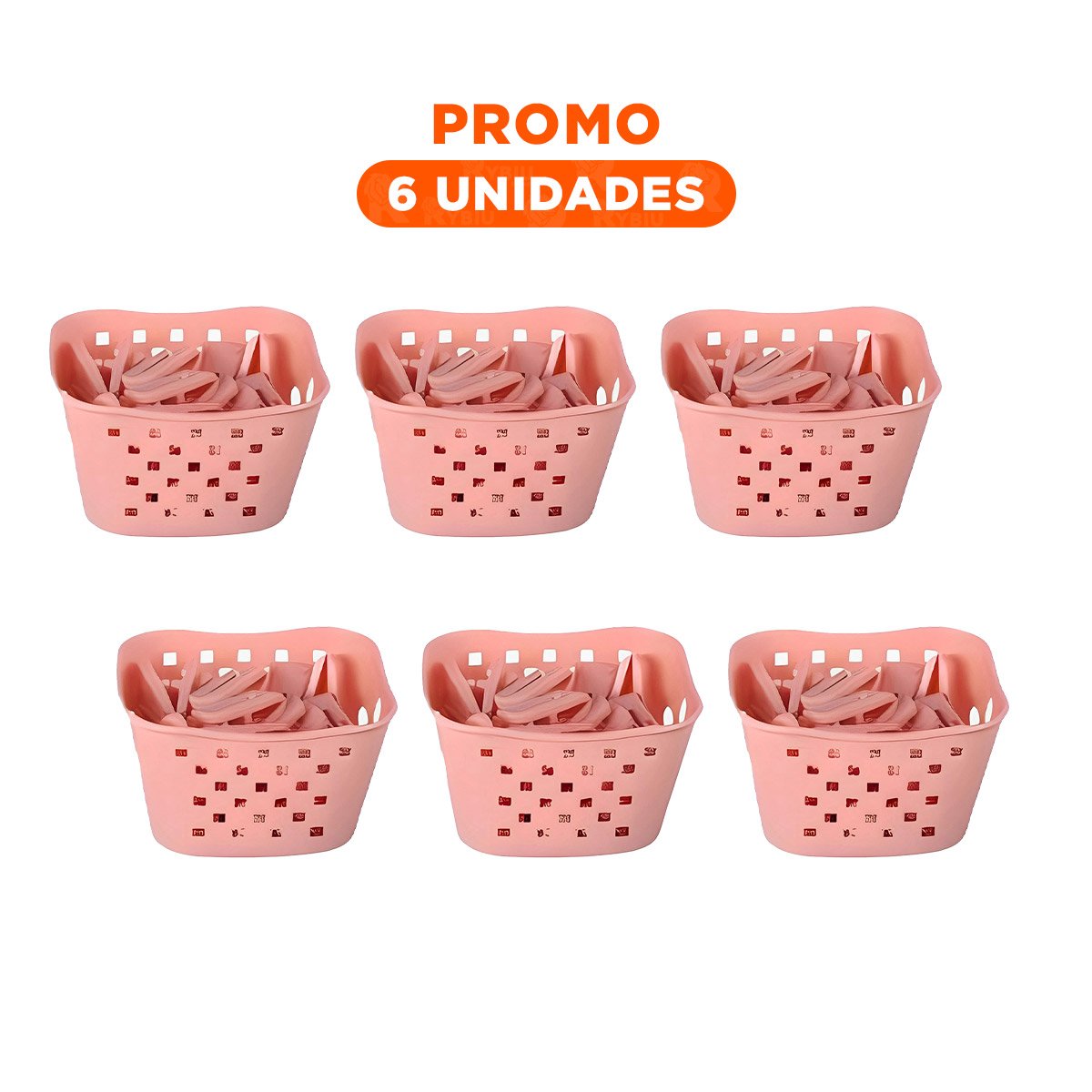 PACK6 ORGANIZADOR DURABLE CUADRADO CON GANCHOS PARA ROPA ROSADO CLARO PARA DORMITORIO - 1