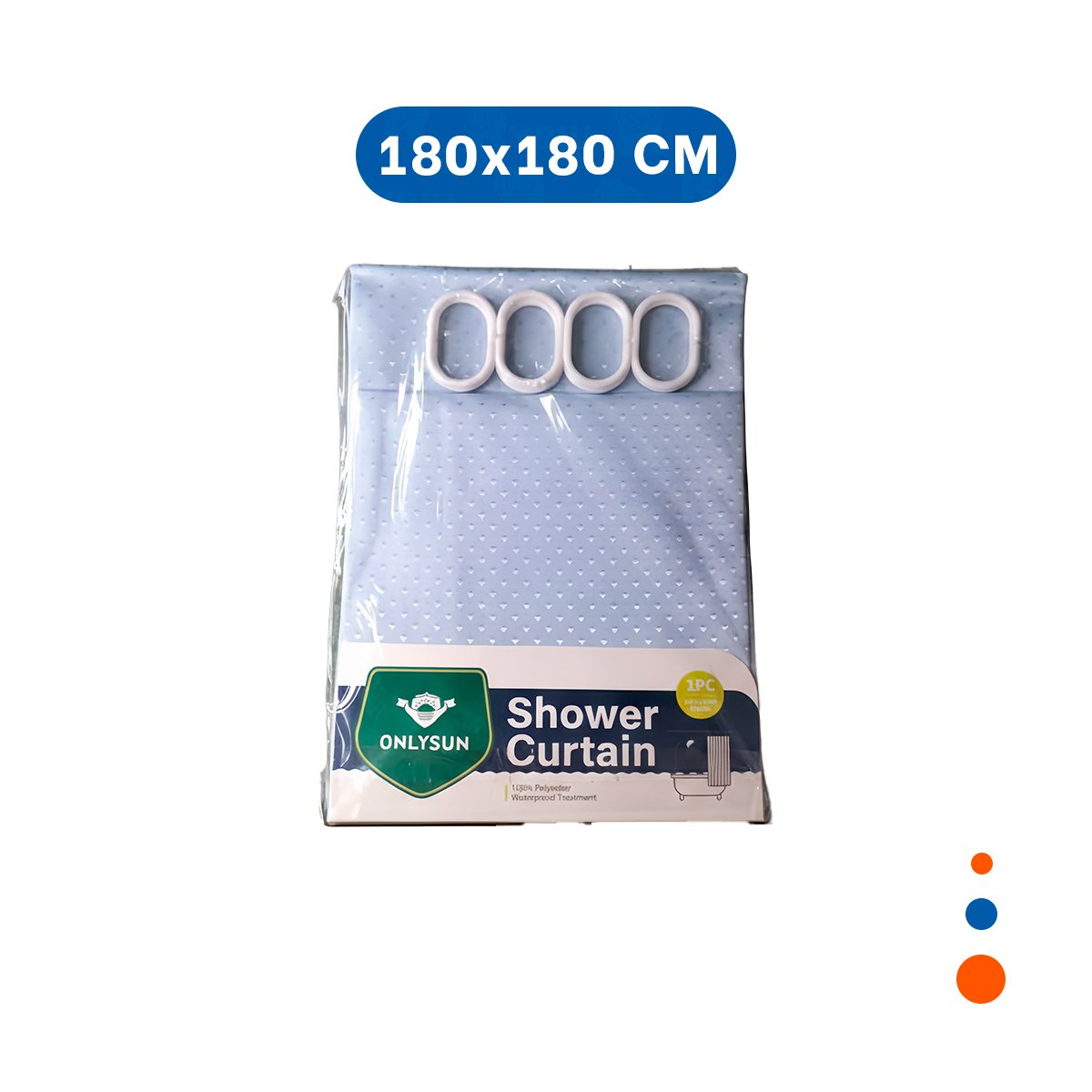 PACK2 CORTINA CELESTE CON PATRON TRIANGULOS PENSADA PARA DUCHA EN 180X180CM - 4