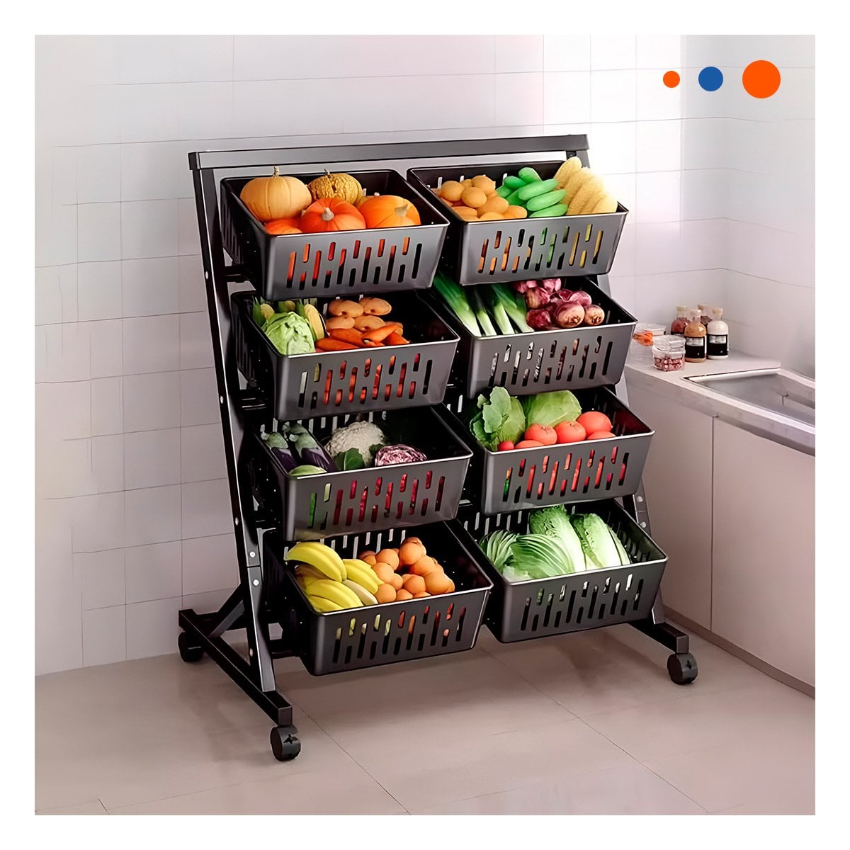 PACK2 MUEBLE ORGANIZADOR CON 4 NIVELES Y 8 BANDEJAS PARA CASA PRACTICA NEGRO YPAPEL REGALO - 2