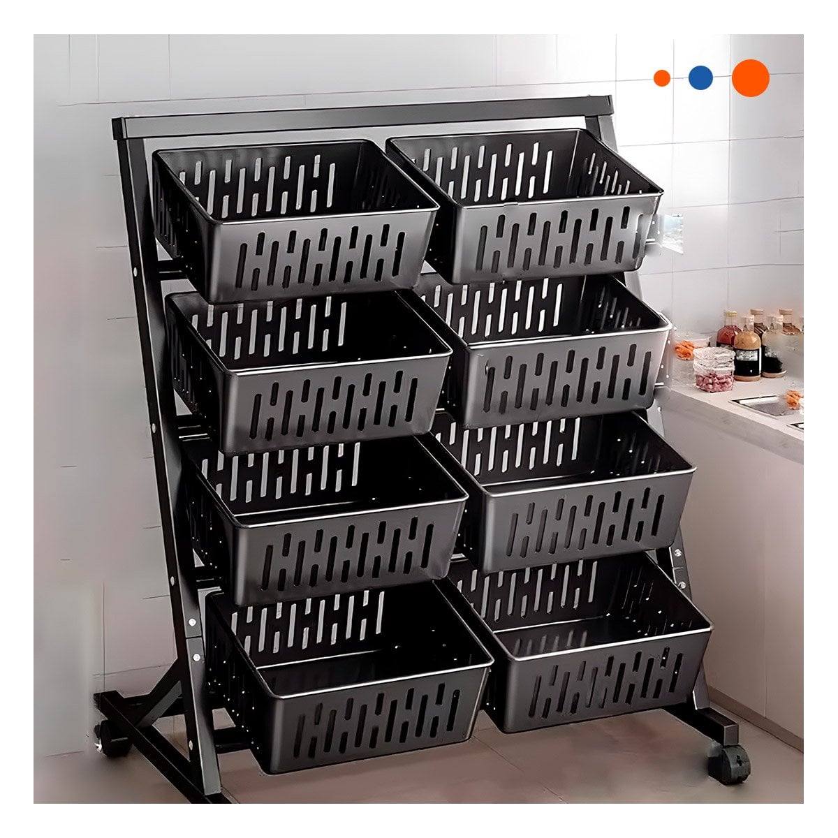 PACK2 MUEBLE ORGANIZADOR CON 4 NIVELES Y 8 BANDEJAS PARA CASA PRACTICA NEGRO YPAPEL REGALO - 5