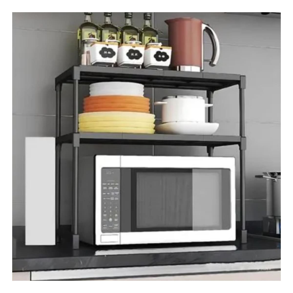 SOPORTE MULTIUSO 2 NIVELES NEGRO PRACTICO PARA COCINA ORDENADA - 2