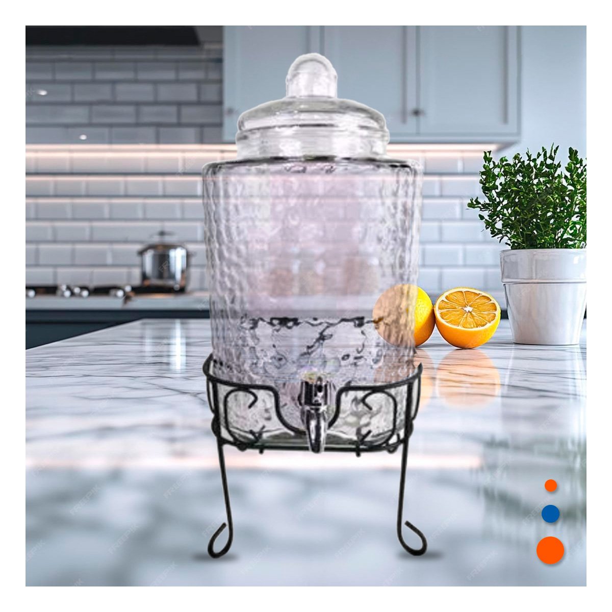 PACK4 OBJETO DE BEBIDA TRANSPARENTE 6L CON BASE METALICA PARA EVENTOS FAMILIA Y+REGALO STICKER - 3