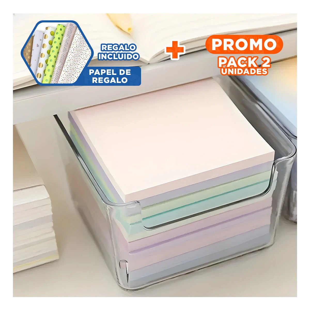 PACK2 ESTRUCTURA TRANSPARENTE ACRILICA CUADRADA PARA ESCRITORIO Y HOGAR Y+PAPEL REGALO - 1