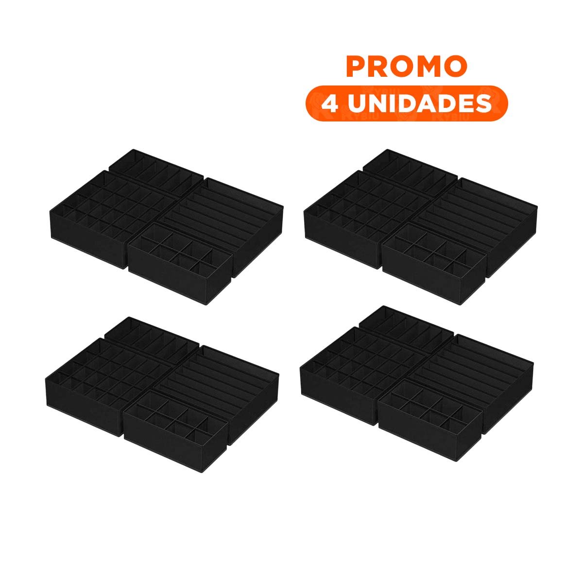 PACK4 CONTENEDOR DOMESTICO PARA ROPA INTERIOR EN CAJON COLOR NEGRO Y+REGALO STICKER - 1