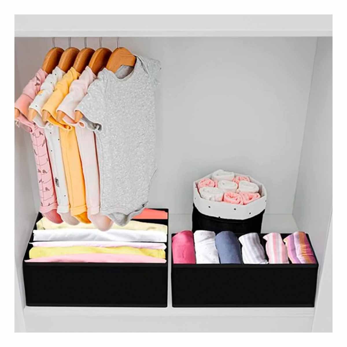 PACK4 CONTENEDOR DOMESTICO PARA ROPA INTERIOR EN CAJON COLOR NEGRO Y+REGALO STICKER - 5