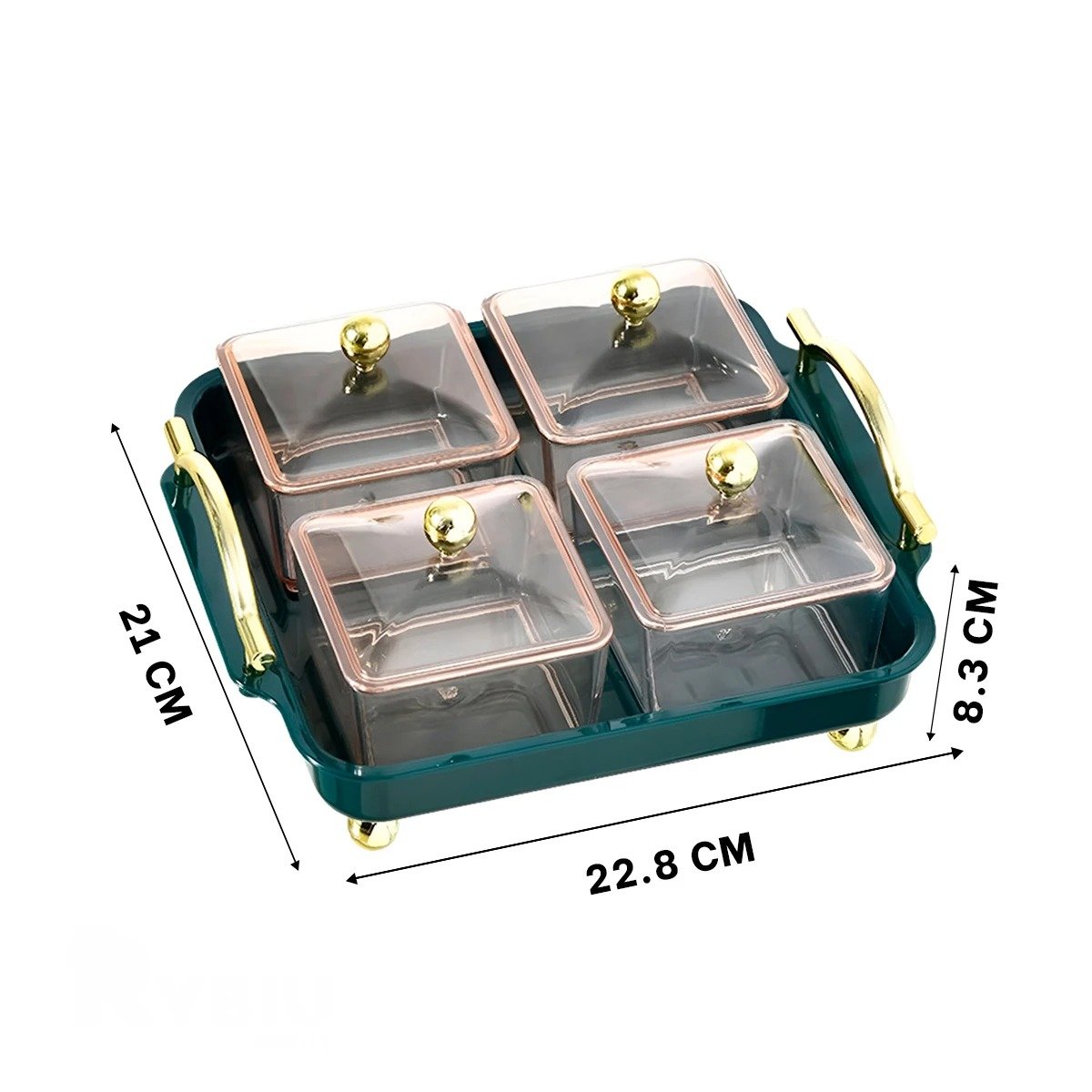 PACK6 JUEGO ELEGANTE ORGANIZADORES CON BANDEJA VERDE 4 PIEZAS LINEA PRACTICA HOGAR - 4