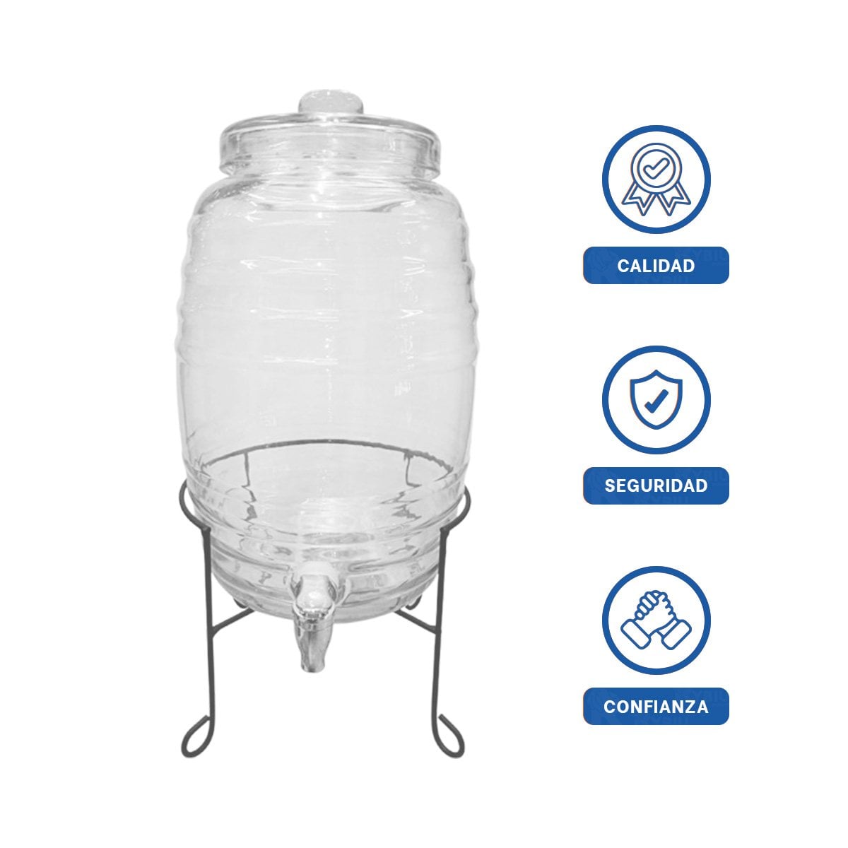 MODULO DE BEBIDAS 10L CON BASE METALICA Y TAPA CHUPON TRANSPARENTE CELESTE YLIGAS REGALO - 3
