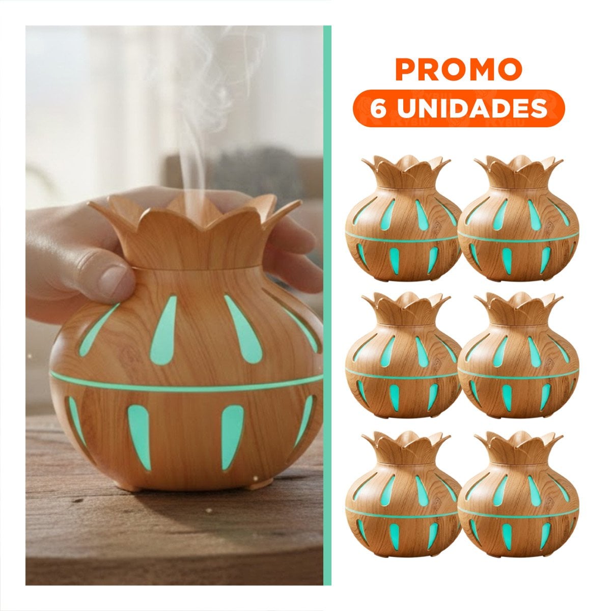 PACK6 APARATO PARA AMBIENTES CERRADOS CON FUNCION HUMIFICADORA 12X11CM MADERA CLARO - 1
