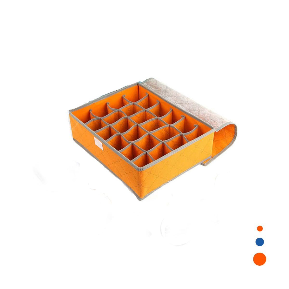 PACK4 ORGANIZADOR TEXTIL DE ROPA INTERIOR 24 DIVISIONES CON TAPA NARANJA PLUS Y+PAPEL REGALO - 3