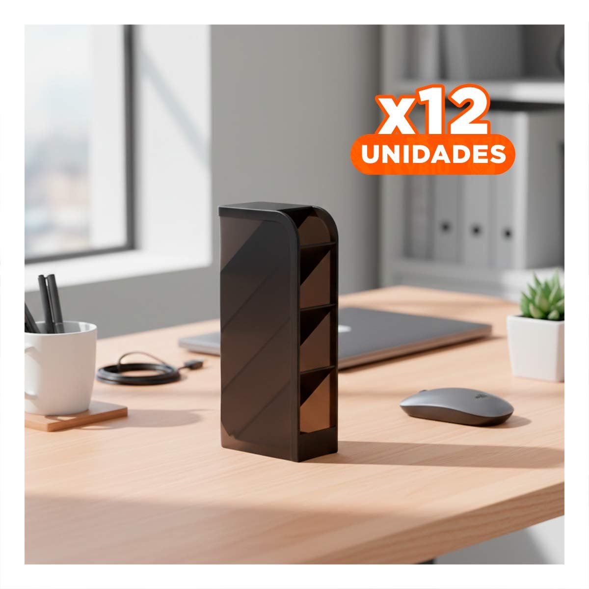 PACK12 MODULO PARA PAPELERIA ACTIVA EN NEGRO DE DIMENSIÓN 20,5X5X9CM - 1