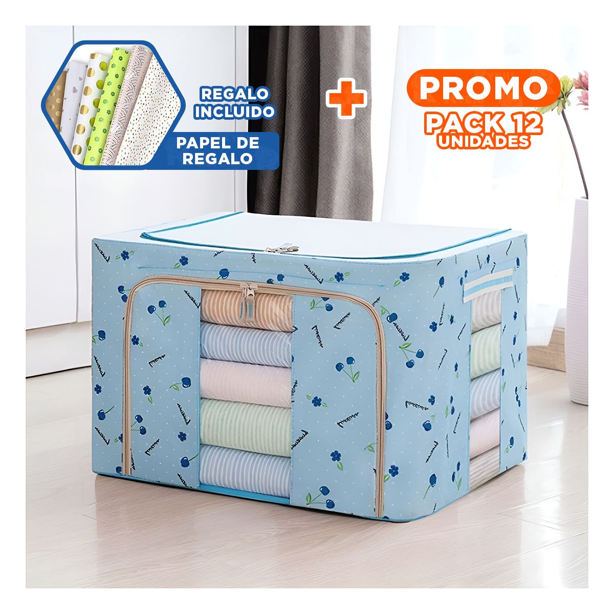 PACK12 ORGANIZADOR DE DORMITORIO PLEGABLE CON CEREZAS PARA USO DIARIO YPAPEL REGALO - 1