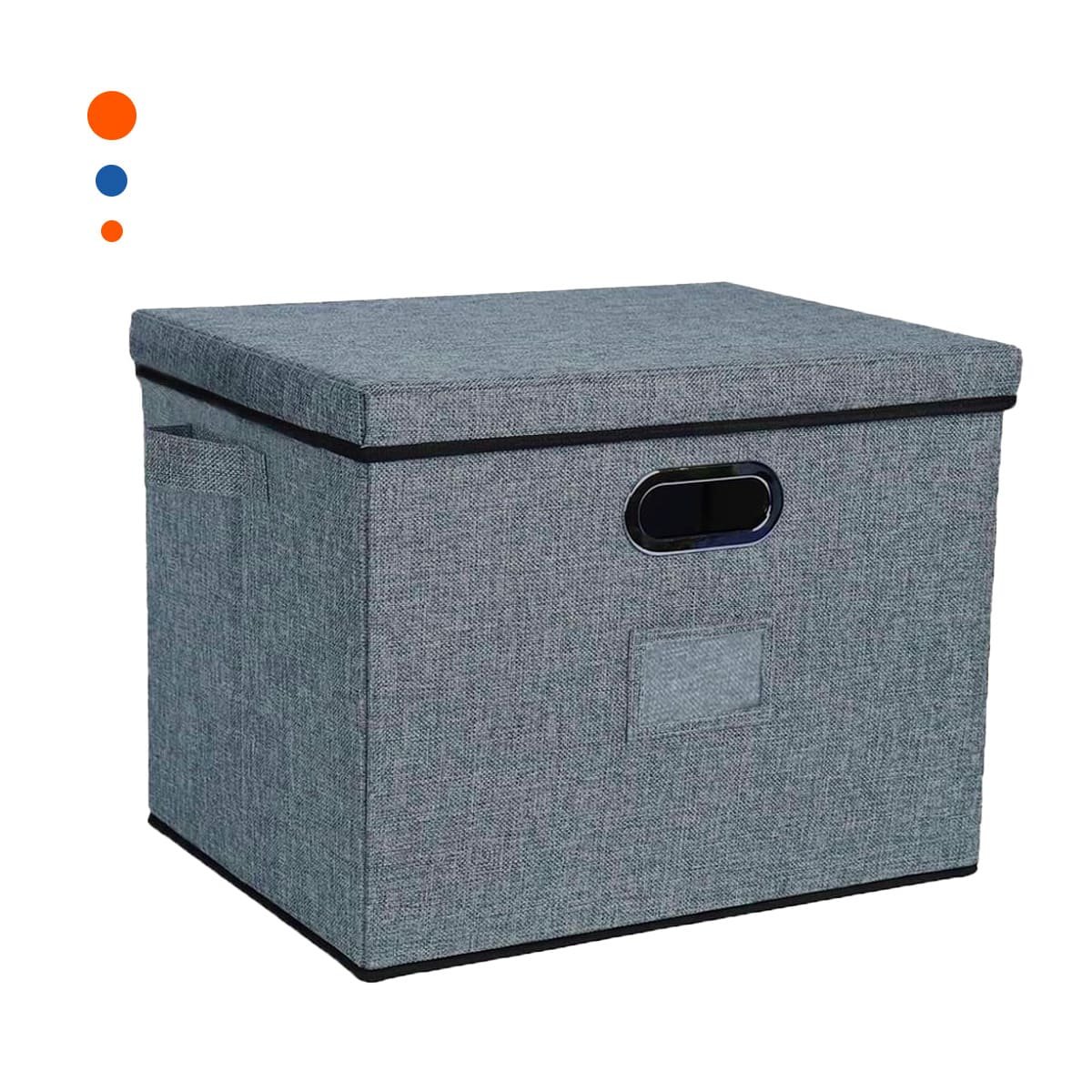 PACK2 UNIDAD ORGANIZADORA CON TAPA 40X32X26CM PLOMO JASPEADO RESISTENTE YREGALO STICKER - 2