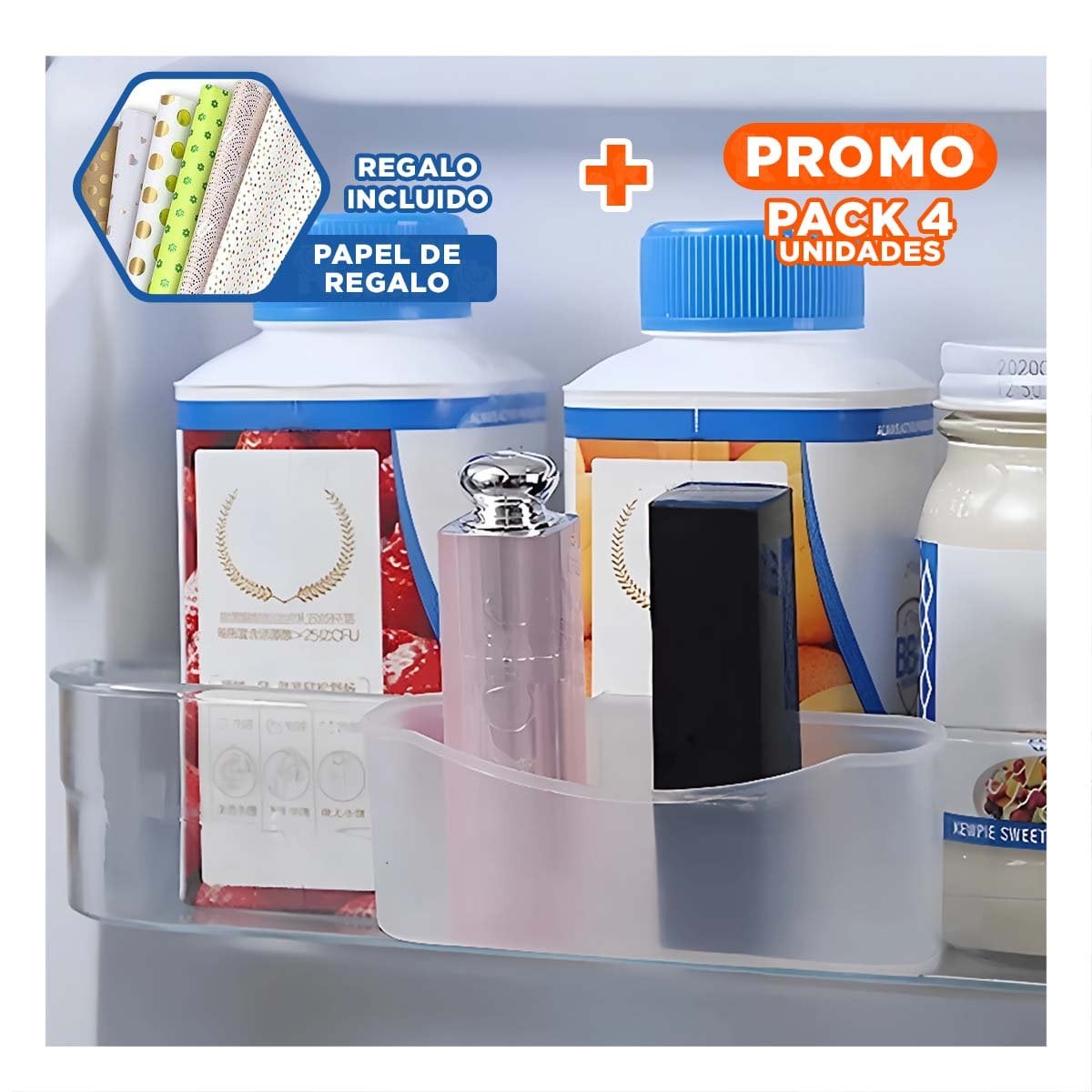 PACK4 CAJA ORGANIZADORA MULTIUSO EN TRANSPARENTE PARA ESCRITORIO SET DE 4 Y+PAPEL REGALO - 1