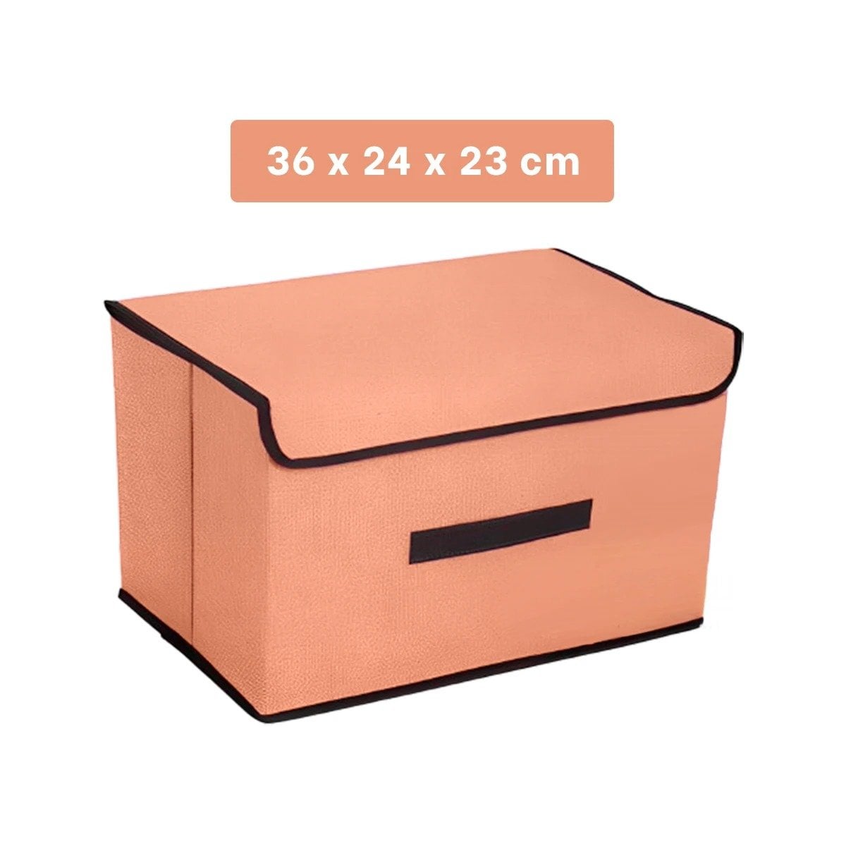 CUBO ORGANIZATIVO DE TELA 36X24X23CM MOSTAZA CON BORDE MARRON PARA DORMITORIO Y+POST IT - 4