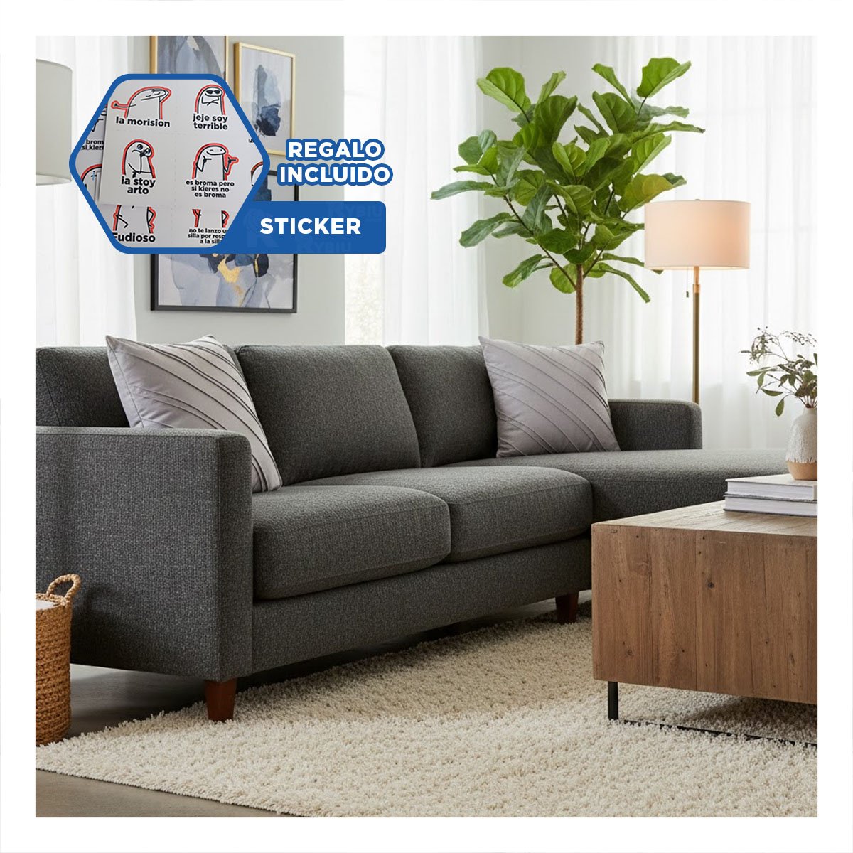 CUBIERTA DECORATIVA DE TERCIOPELO PLOMO CLARO QUE INTEGRA RAYAS DIAGONALES YREGALO STICKER - 1