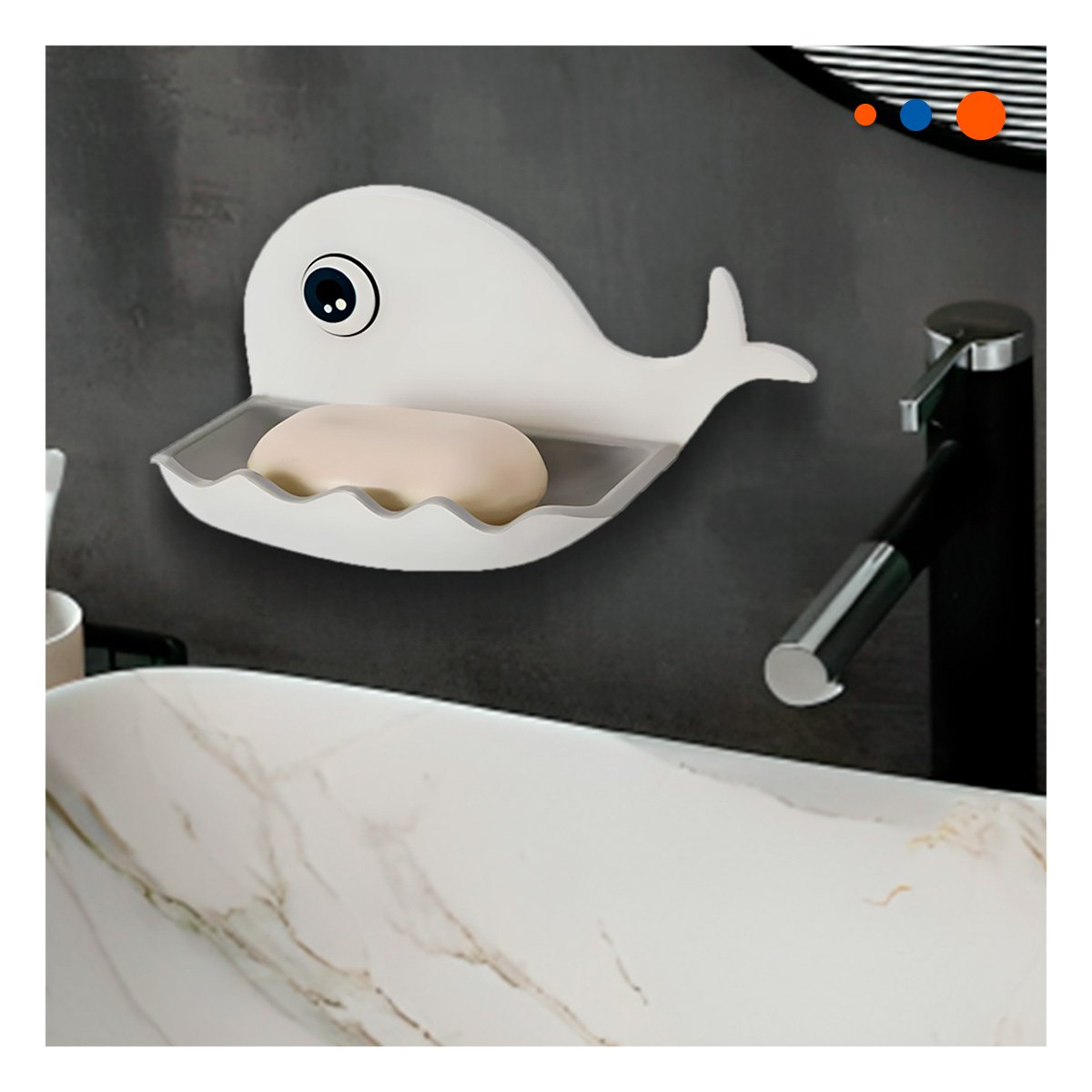 PACK6 CONTENEDOR BALLENA DETALLE PRACTICO PARA HOGAR BLANCO Y PLOMO YPAPEL REGALO - 2