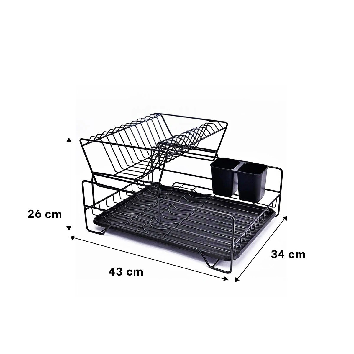 PACK2 ESCURRIDOR NEGRO CON ESTRUCTURA DE 2 NIVELES Y BANDEJA INTEGRADA - 4