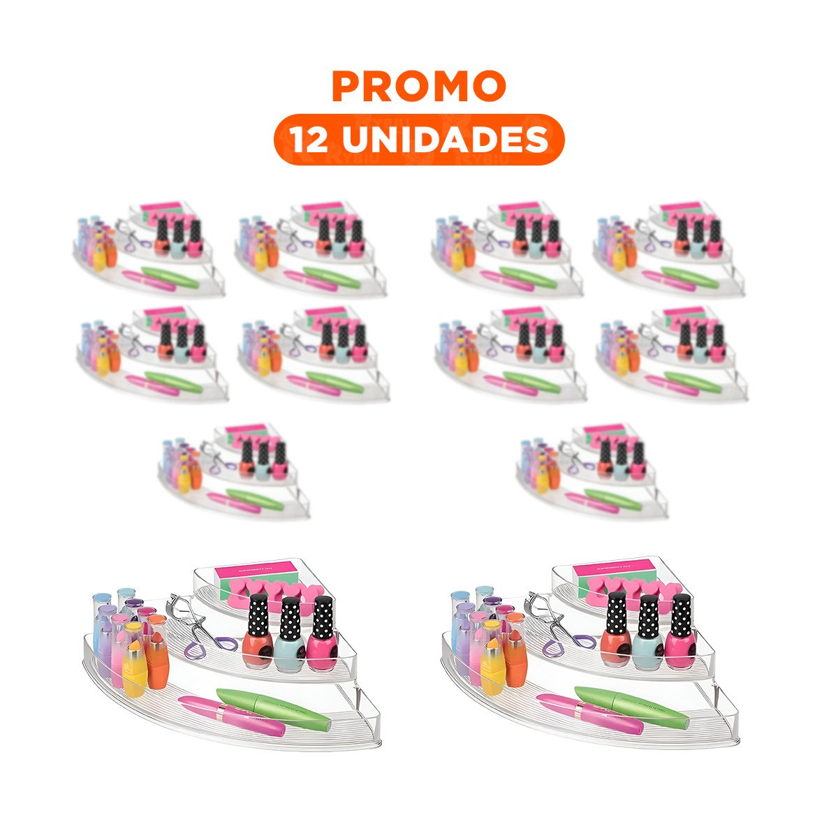 PACK12 CONTENEDOR PARA UTENSILIOS DE ACRILICO TRANSPARENTE 3 NIVELES Y+REGALO STICKER - 1