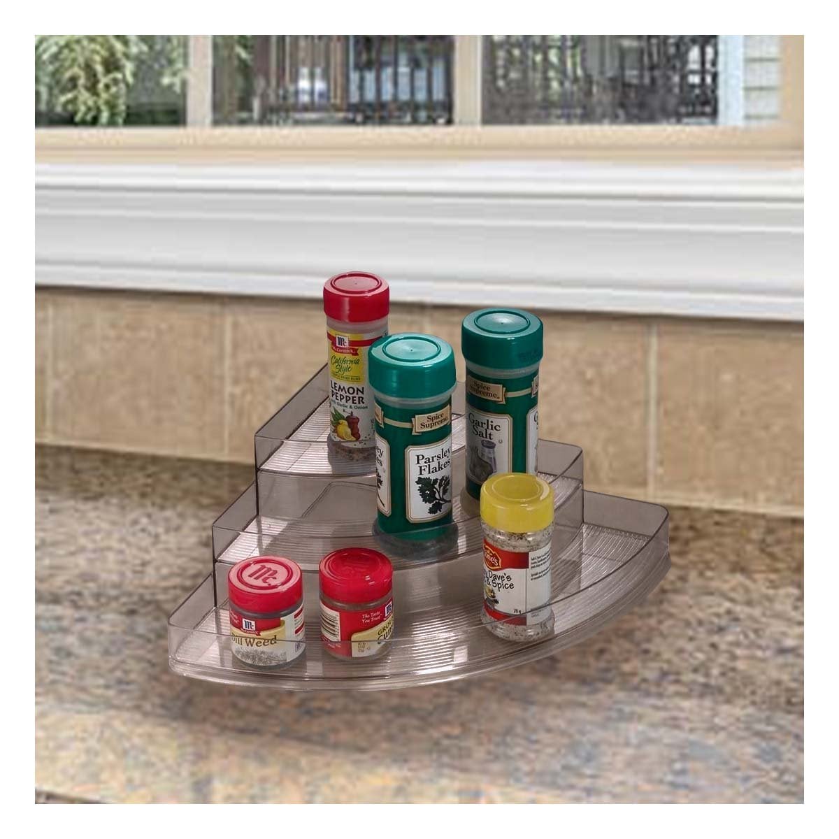 PORTA UTENSILIOS DE ACRILICO TRANSPARENTE 3 NIVELES PARA COCINA Y OFICINA Y+PAPEL REGALO - 5