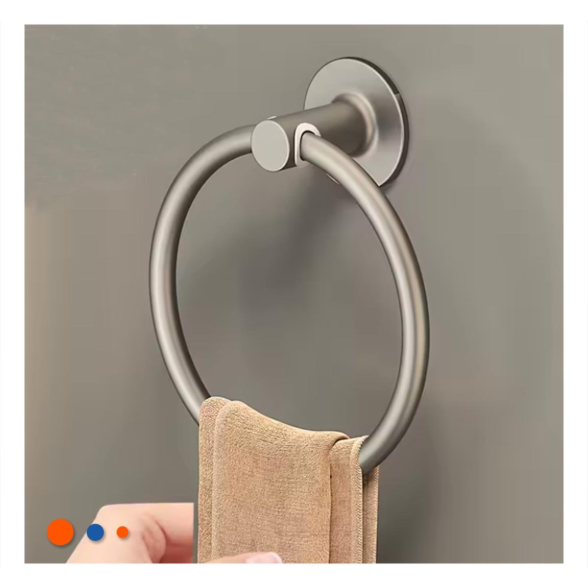 PACK2 SISTEMA DE PARED PARA COLGAR TOALLAS CON ANILLO PLATEADO - 2