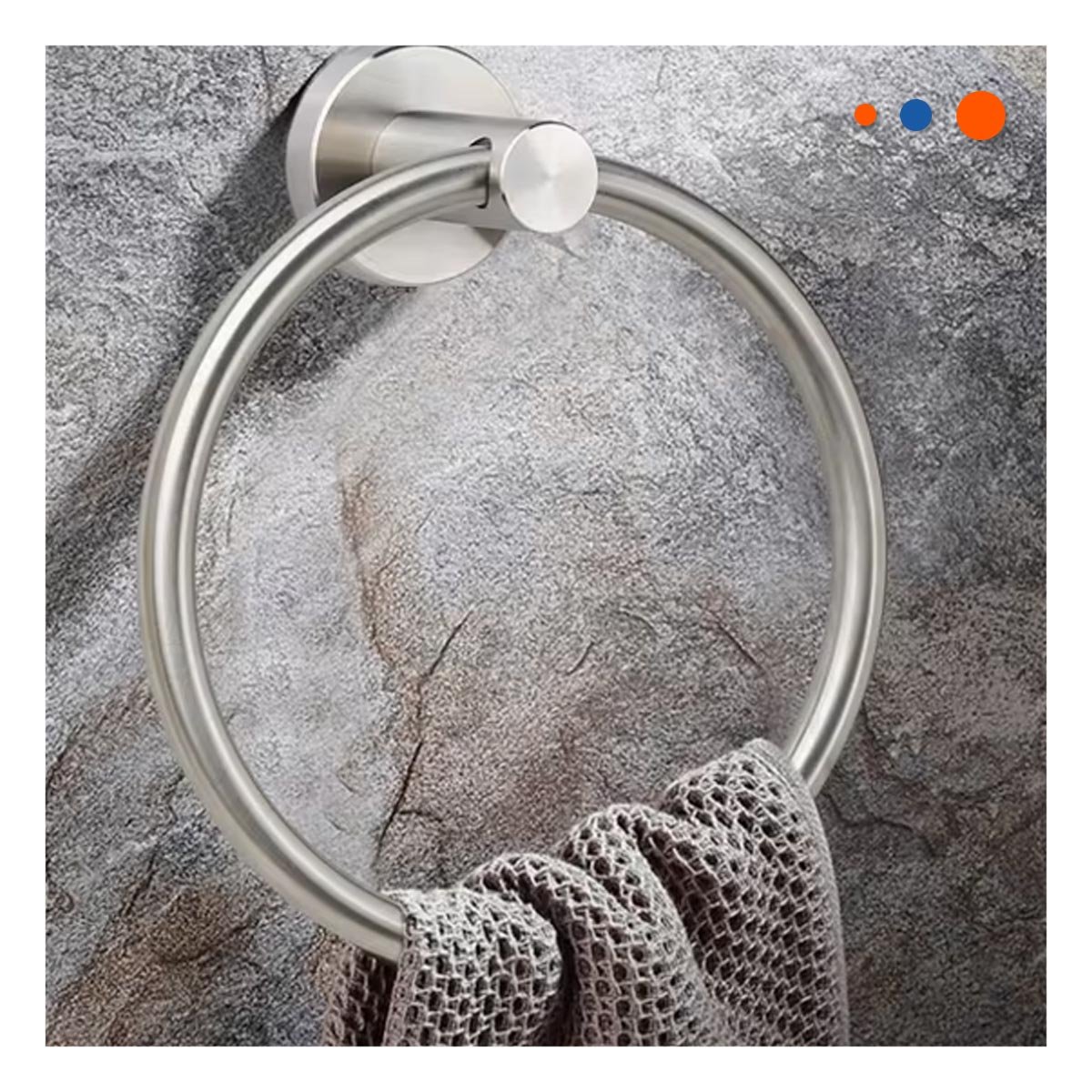 PACK2 SISTEMA DE PARED PARA COLGAR TOALLAS CON ANILLO PLATEADO - 5