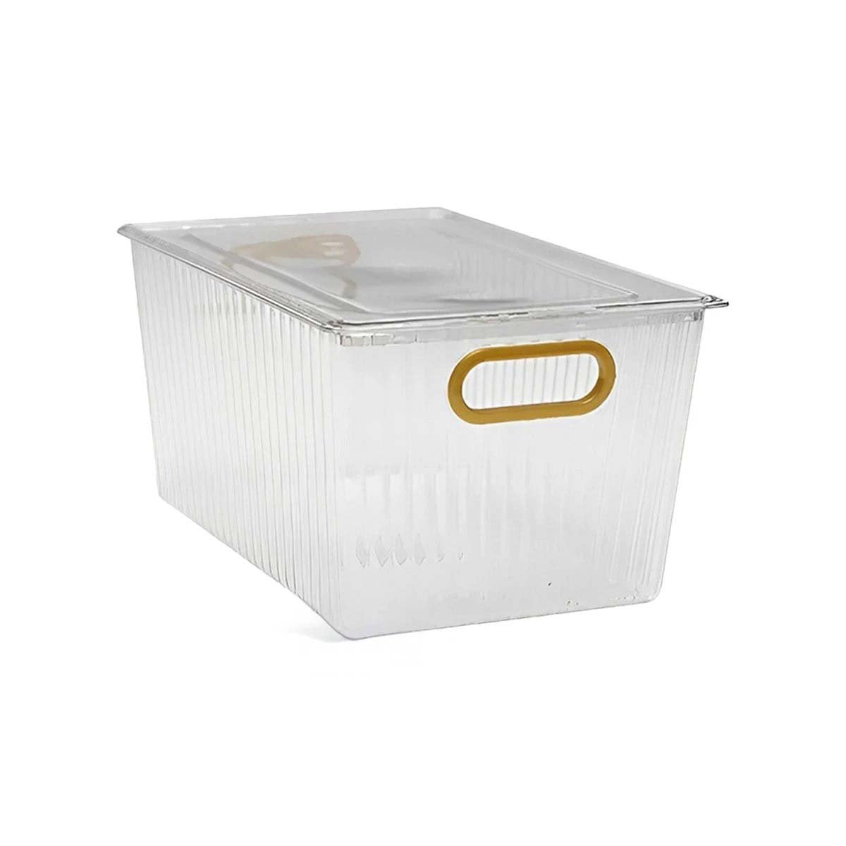 PACK6 CONTENEDOR DECORATIVO DE ACRILICO RECTANGULAR CON TAPA Y ASAS DORADAS YREGALO STICKER - 2