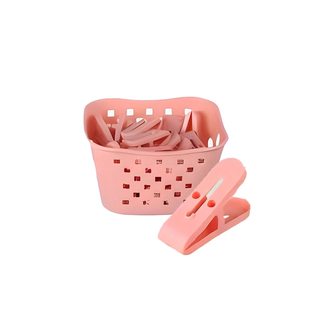CESTO ORGANIZADOR CUADRADO CON GANCHOS PARA ROPA ROSADO CLARO PARA DORMITORIO Y+LIGAS REGALO - 3