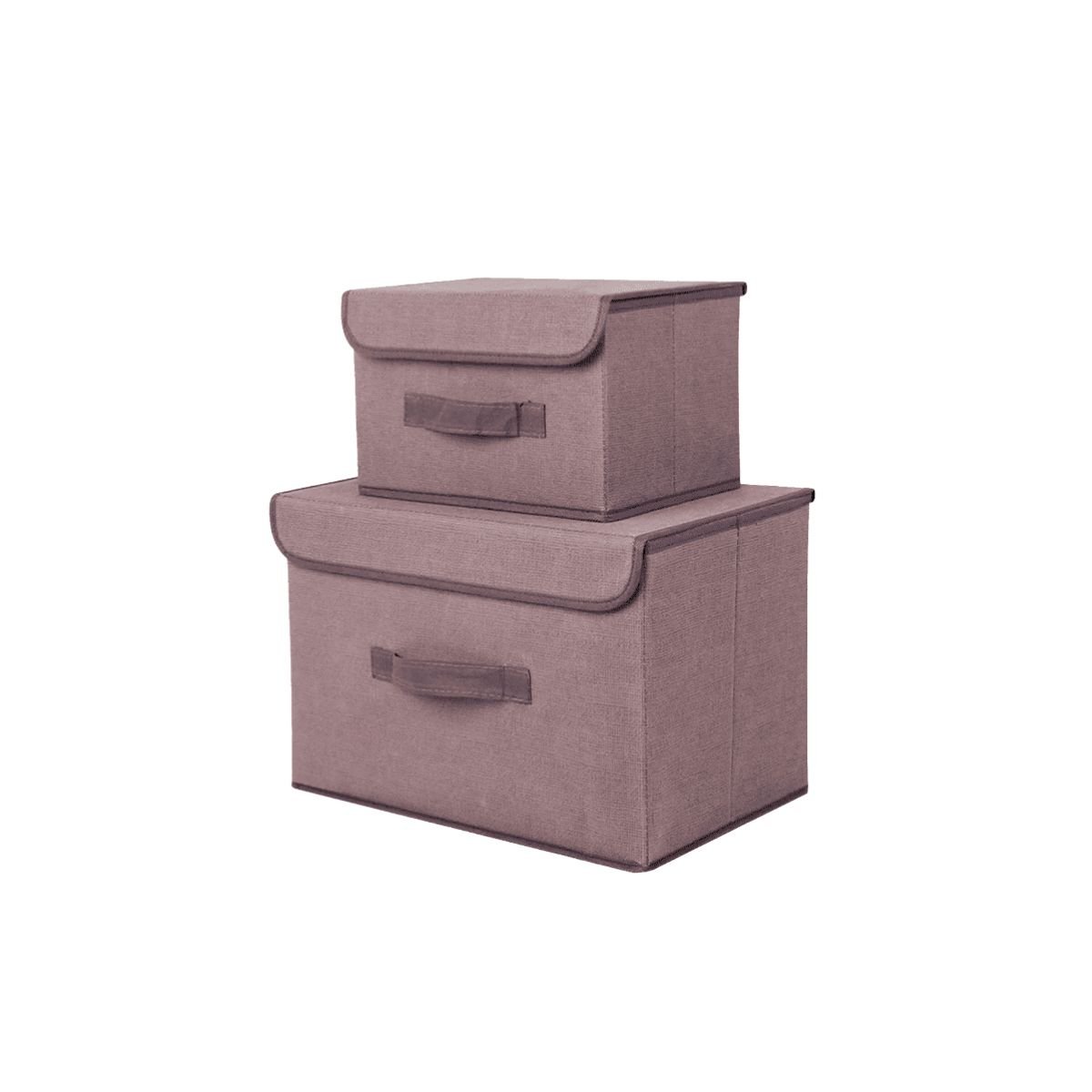 PACK2 CUBO PRACTICO DE TELA 25X19X16CM MARRON CON BORDE MARRON PARA ROPA YREGALO STICKER - 2