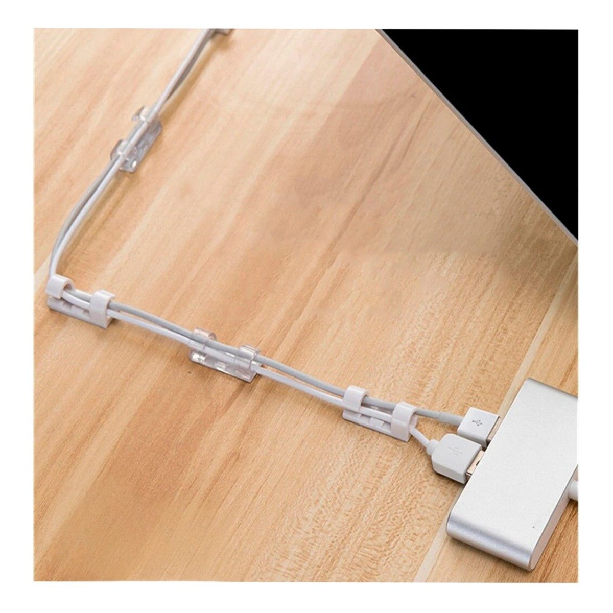PACK4 CLIPS PARA CABLES DOMESTICOS CON 16 PIEZAS ORGANIZADORAS TRANSPARENTE Y+PAPEL REGALO - 5