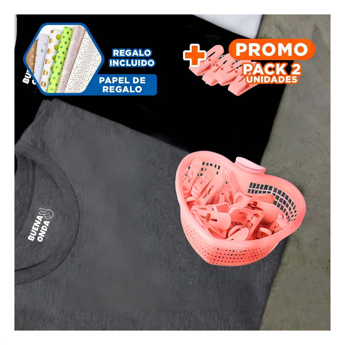 PACK2 ACCESORIO DURABLE ROSADO CLARO EN FORMA DE CORAZON PARA GUARDAR GANCHOS Y+PAPEL REGALO - 1