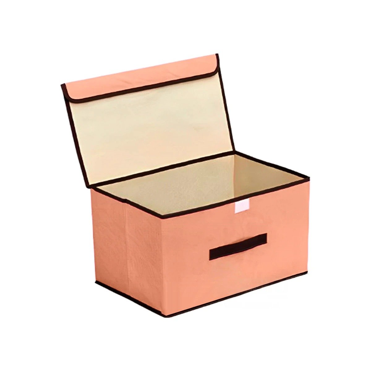 PACK12 CAJA PARA DORMITORIO DE TELA 25X19X16CM MOSTAZA CON BORDE MARRON YREGALO STICKER - 2