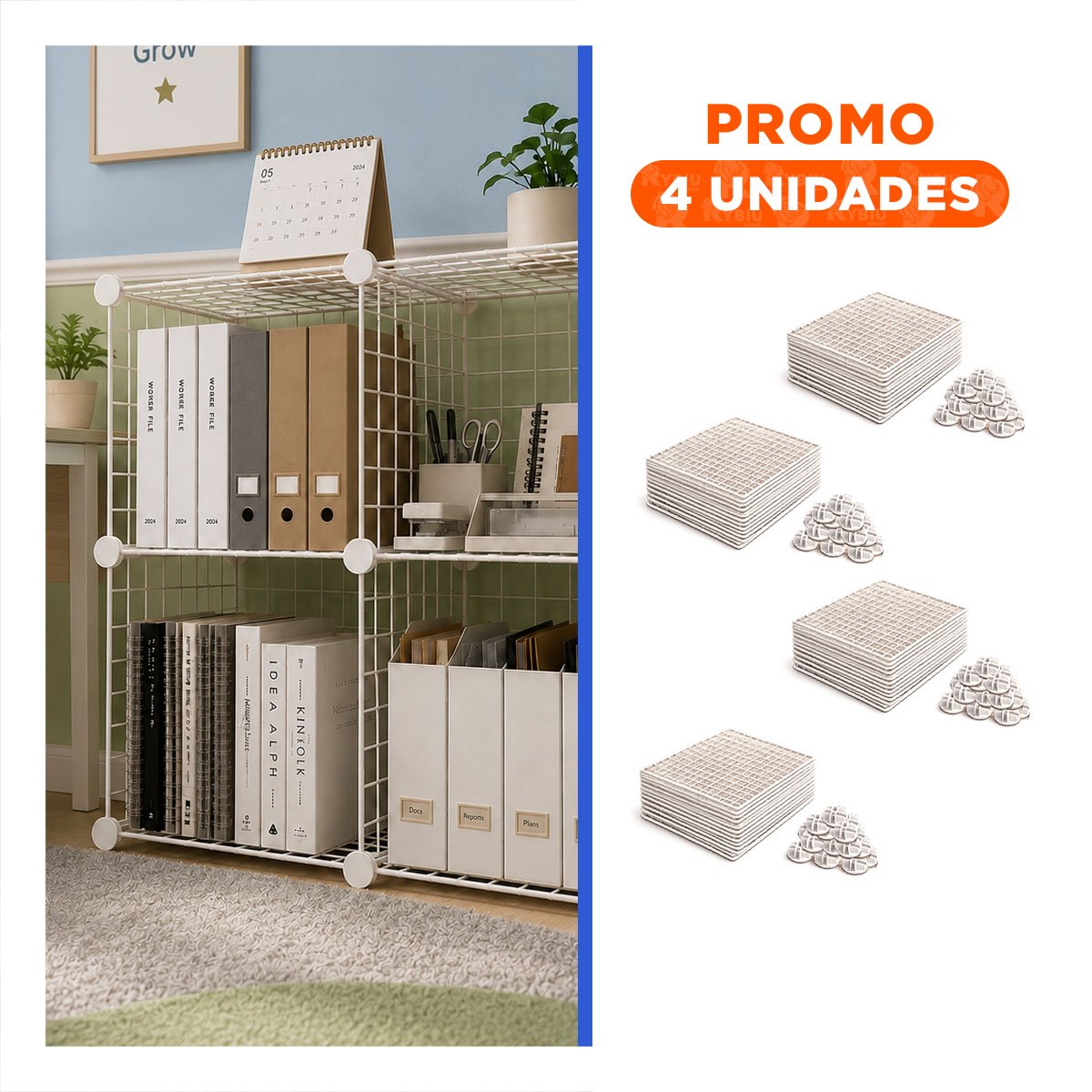 PACK4 SISTEMA DE REJILLAS 16PZS PARA ESPACIOS FLEXIBLES BLANCO YREGALO STICKER - 1