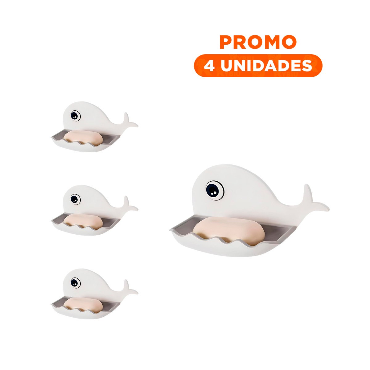 PACK4 CONTENEDOR BALLENA FORMA MODERNA PARA HOGAR ACABADO BLANCO Y PLOMO Y+REGALO STICKER - 1