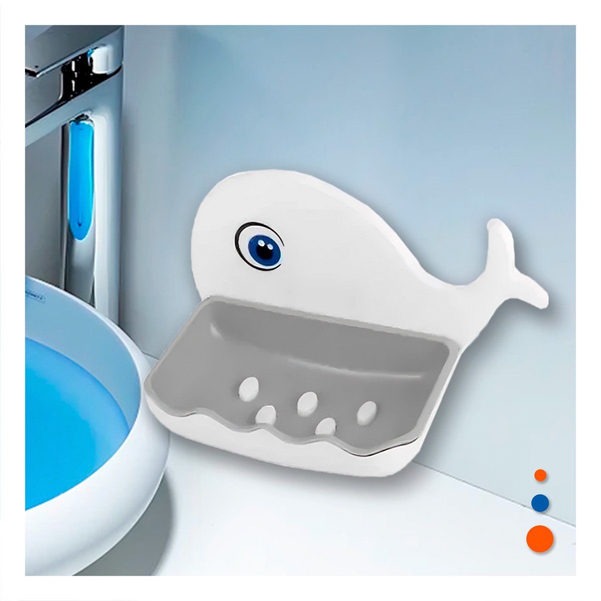 PACK4 CONTENEDOR BALLENA FORMA MODERNA PARA HOGAR ACABADO BLANCO Y PLOMO Y+REGALO STICKER - 3