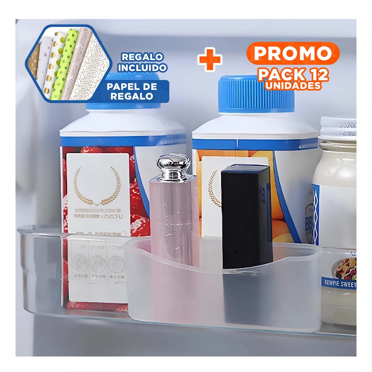 PACK12 ORGANIZADOR VISUAL TRANSPARENTE DE ALMACENAMIENTO SET DE 4 Y+PAPEL REGALO - 1