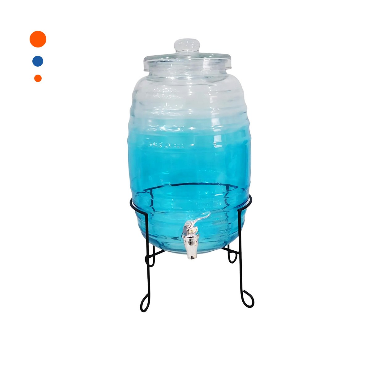PACK2 CAJA DE BEBIDAS 10L CON BASE METALICA Y TAPA CHUPON TRANSPARENTE CELESTE YREGALO STICKER - 2